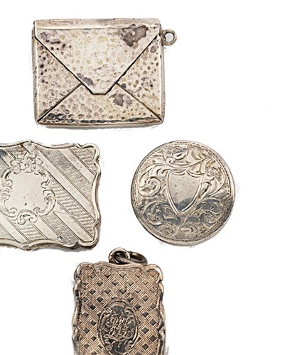 Lot 214 - Two Victorian vinaigrettes, together with a later stamp case and patch box