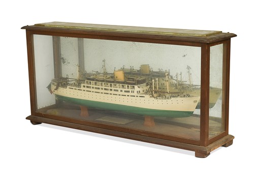Lot 486 - A cased Prisoner of War model ship, 1942