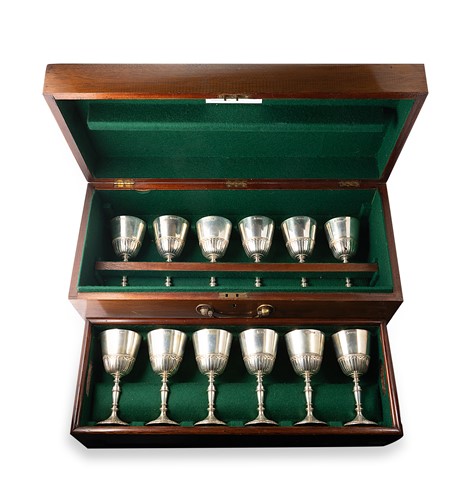 Lot 366 - A set of twelve Elizabeth II silver goblets