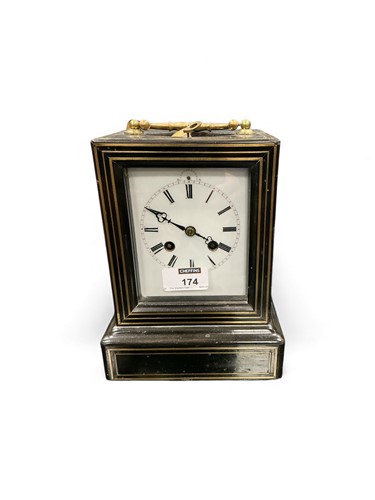 Lot 174 - An ebonised French mantel clock, by H. Marc,...