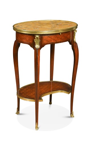 Lot 518 - A Louis XV style marble topped occasional table, late 19th century