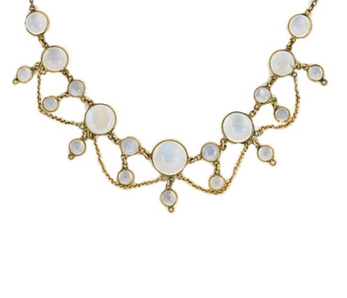 Lot 24 - An early 20th century moonstone fringe necklace