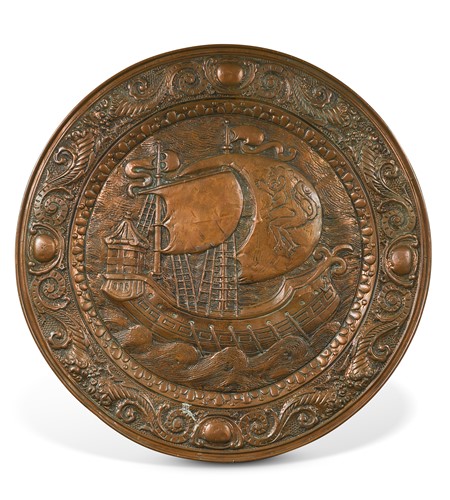 Lot 112 - In the manner of John Pearson, a copper charger