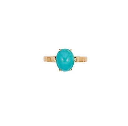 Lot 34 - A single stone turquoise ring