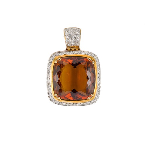 Lot 58 - A citrine and diamond pendant