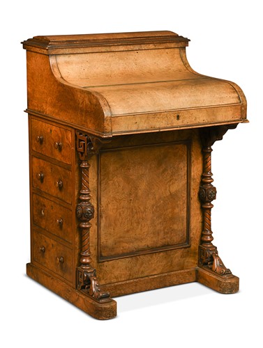Lot 630 - A Victorian burr walnut pop up Davenport