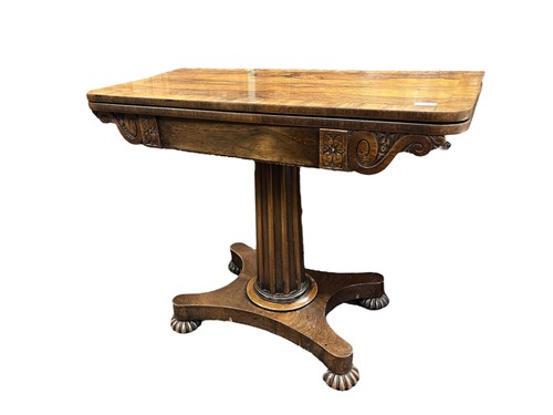 Lot 661 - A William IV rosewood card table, the swivel...