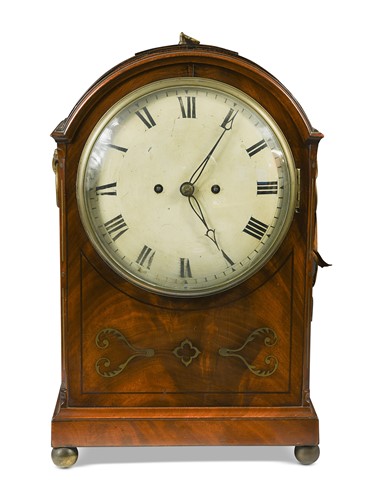 Lot 414 - A Regency mahogany and brass inlaid bracket clock