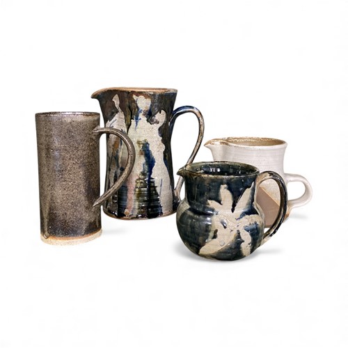 Lot 27 - Group of four Studio pottery jugs, one with...