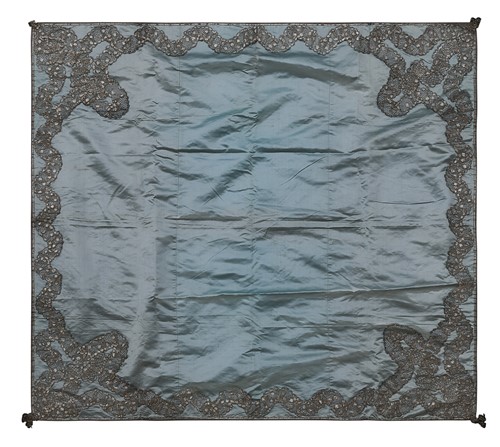 Lot 563 - An antique silk table cover, 18th and 19th century
