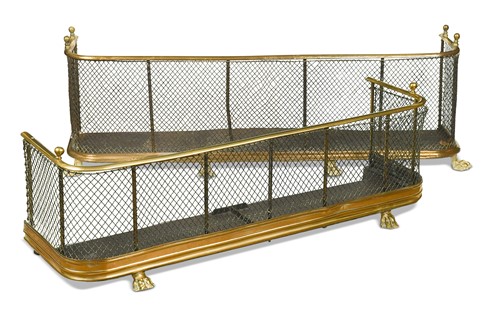 Lot 420 - A brass and wirework fender, 19th century