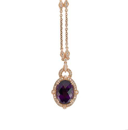 Lot 40 - A modern amethyst and diamond necklace