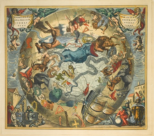 Lot 21 - After Henricus Hondius and Andreas Cellarius, two coloured Cosmographical engravings