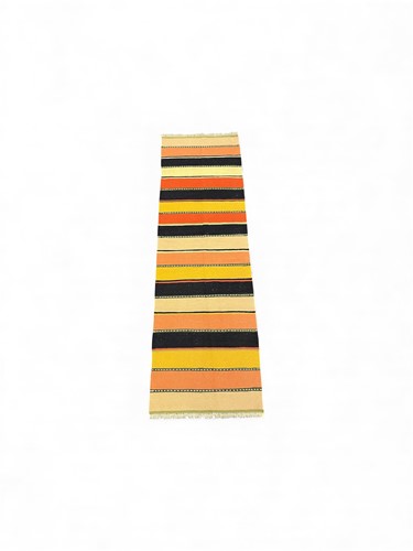 Lot 808 - A flat weave runner, 20th century, with black,...