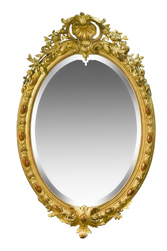 Lot 547 - A French gilt oval wall mirror, 19th century