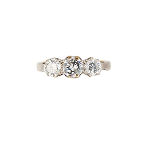 Lot 128 - A three stone diamond ring