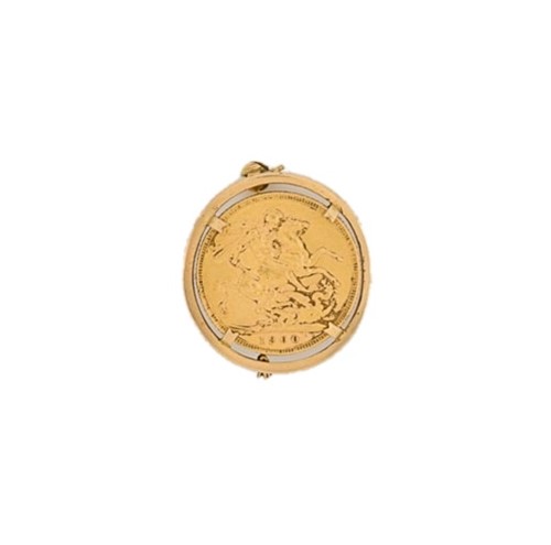 Lot 57 - A full sovereign coin brooch