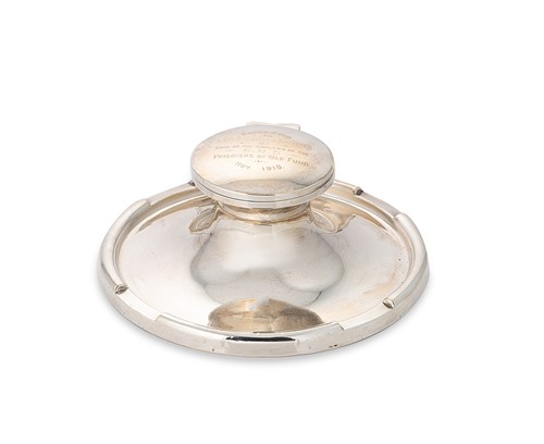 Lot 348 - A George V silver capstan ink well