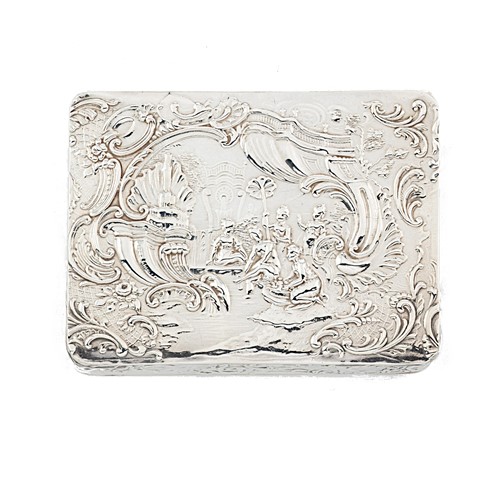 Lot 236 - A 19th century Continental oblong silver box