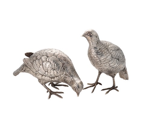 Lot 289 - A pair of Continental table partridges