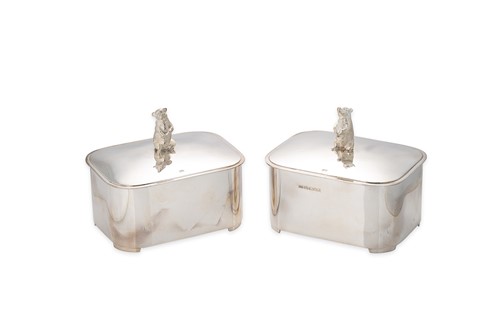 Lot 375 - A pair of Elizabeth II butter dishes with covers