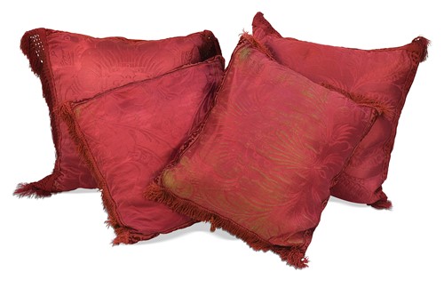 Lot 332 - A pair of Italian silk damask cushions in cardinal red, 18th century