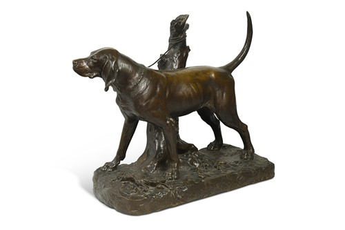 Lot 573 - Auguste Nicholas Cain (1821-1894), 'Caron, chien de Meute' (The hunting dog)