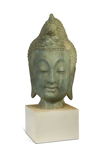 Lot 60 - A large carved jade head of Buddha, China, 20th century