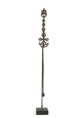 Lot 57 - A white metal Khatvanga ritual trident, Tibetan or Nepalese, 19th century