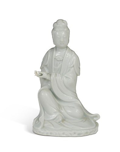 Lot 30 - A Chinese blanc de chine figure of Guanyin, late Qing dynasty
