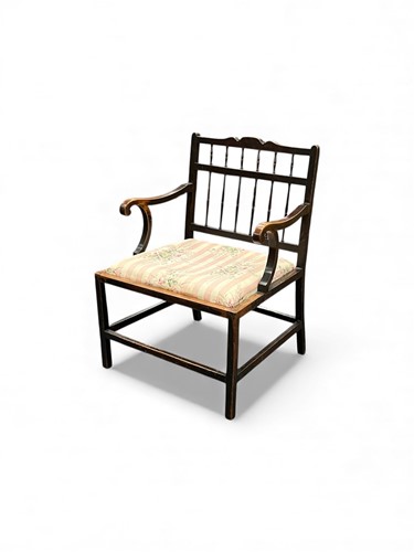 Lot 718 - A mahogany country made spindle back armchair, 19th century