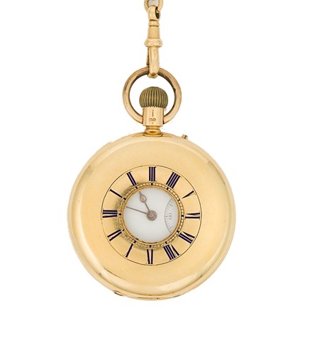 Lot 152 - Unsigned - An early 20th century 18ct gold half hunter pocket watch