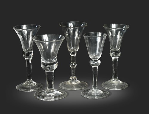 Lot 644 - Five George III wine glasses