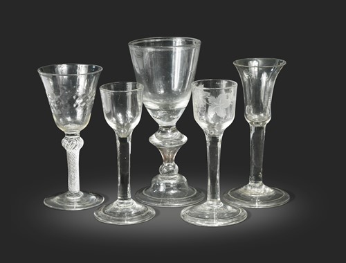 Lot 645 - Five George III wine glasses