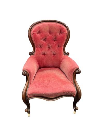 Lot 648 - A Victorian upholstered armchair, deep...