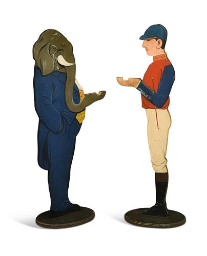 Lot 447 - Two painted wood dumbwaiters, 20th century