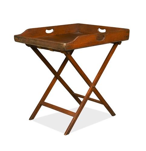 Lot 479 - A large mahogany butlers tray and stand, 19th century