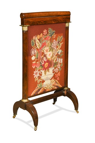 Lot 609 - A French Empire mahogany fire screen