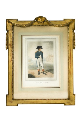 Lot 521 - After Jean Baptiste Isabey (1767-1855), a gilt-framed print of Napoleon at Mal Maison
