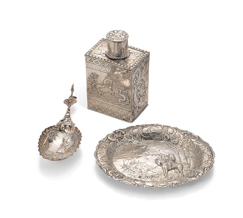 Lot 281 - A 19th century Dutch embossed silver tea caddy