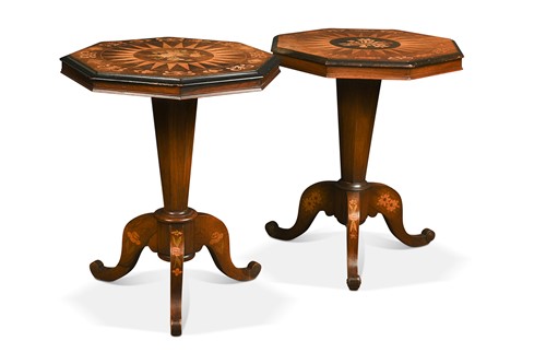 Lot 581 - A matched pair of Victorian marquetry tables