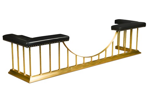 Lot 481 - A large brushed brass club fender, modern