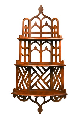 Lot 430 - A mahogany corner wall shelf, 20th century