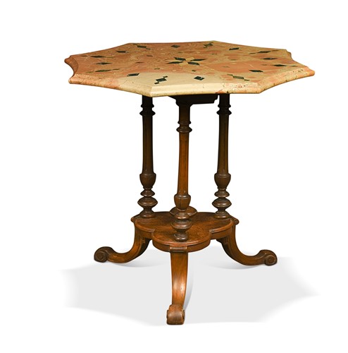 Lot 461 - A walnut and marble topped occasional table, 19th century