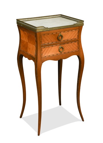 Lot 524 - A French kingwood marble-topped bedside table, circa 1900