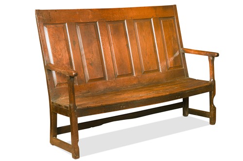Lot 361 - An oak panel backed settle, 18th century