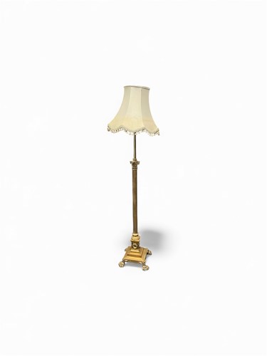 Lot 198 - A brass Corinthian column style standard lamp...