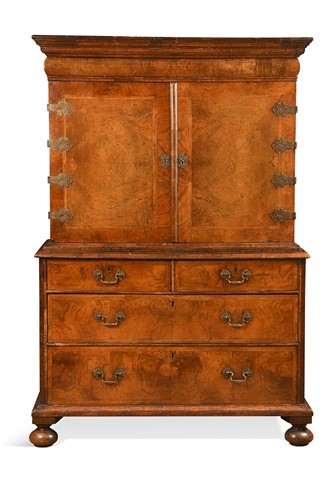 Lot 407 - A William & Mary walnut cabinet on chest