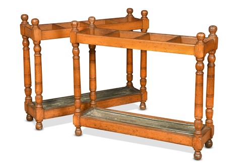 Lot 665 - A pair of country house pale-oak stick stands, circa 1890