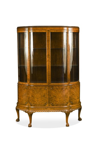 Lot 394 - An early 20th century walnut display cabinet...